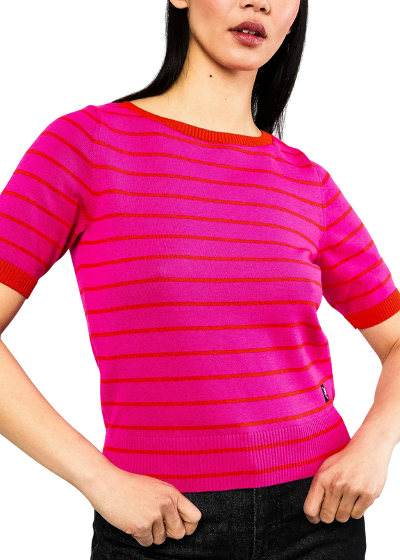 hübsch preppy, pink gestreift im Picknick-Stil