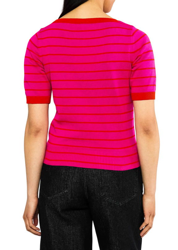 hübsch preppy, pink gestreift im Picknick-Stil