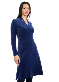 BLUTSGESCHWISTER JURK VELVET GLAMOUR AURA, INDIGO DEPTHS BLUE