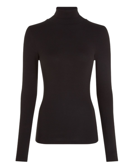 Rollneck Top Uni Rib Black
