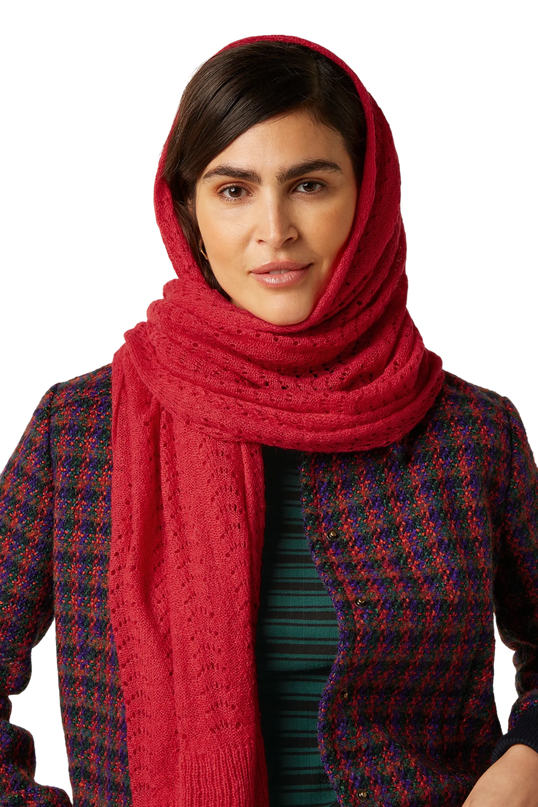 KING LOUIE SCARF AJOUR CARRE, FIRE RED