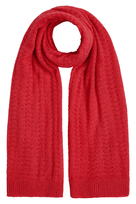 KING LOUIE SCARF AJOUR CARRE, FIRE RED