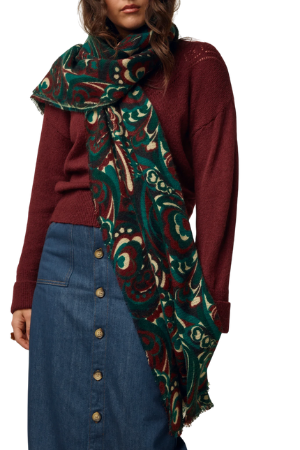 KING LOUIE MAUDE SCARF, BOTANICAL GREEN