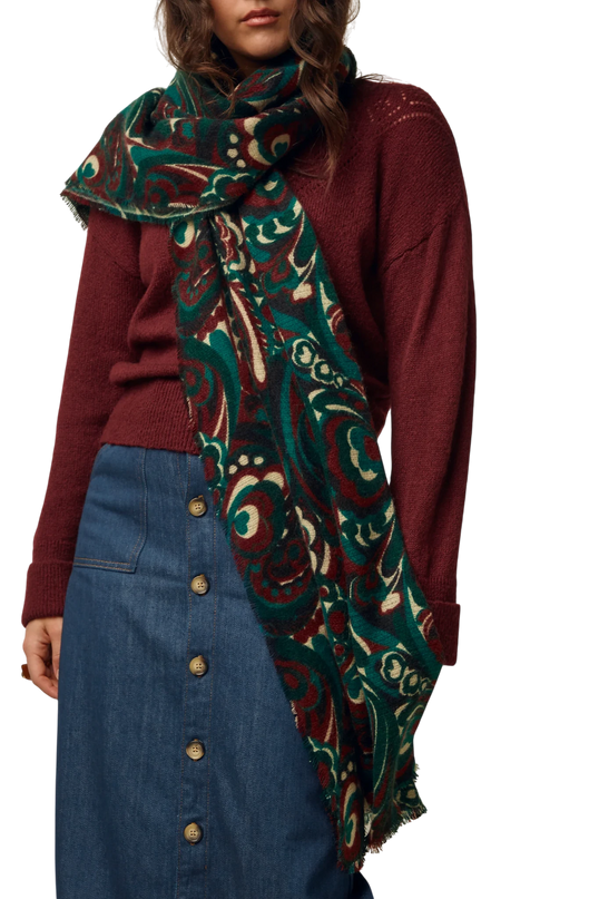 KING LOUIE MAUDE SCARF, BOTANICAL GREEN