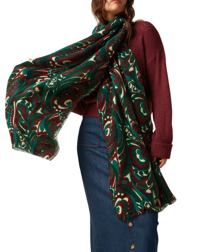 KING LOUIE MAUDE SCARF, BOTANICAL GREEN