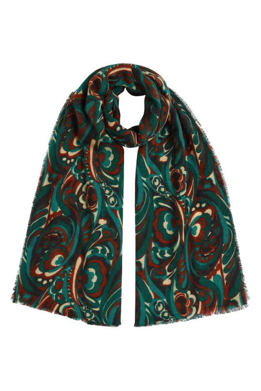 KING LOUIE MAUDE SCARF, BOTANICAL GREEN