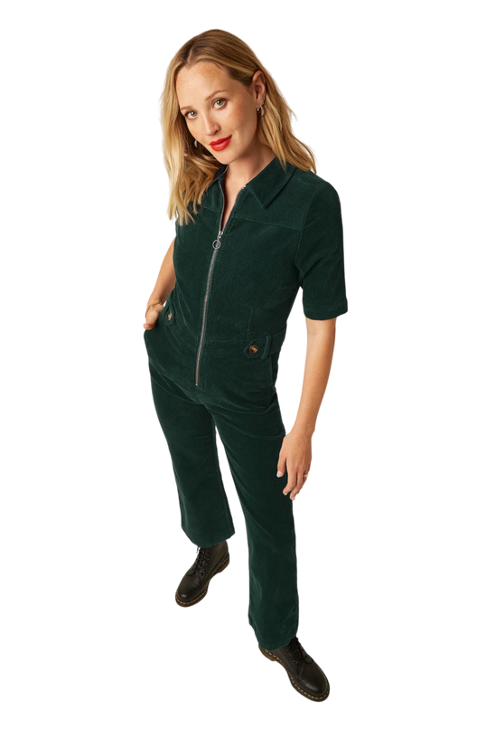 KING LOUIE GARBO JUMPSUIT CORDUROY, PINE GREEN