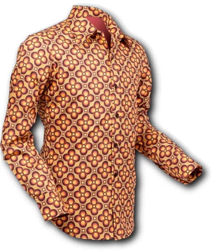 CHENASKI blouse Dots Grid Brown-Yellow