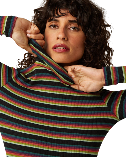 King Louie Rollneck Top Lottie Stripe, botanical green