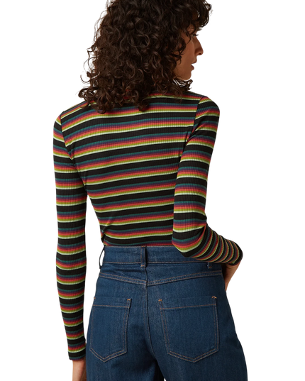 King Louie Rollneck Top Lottie Stripe, botanical green