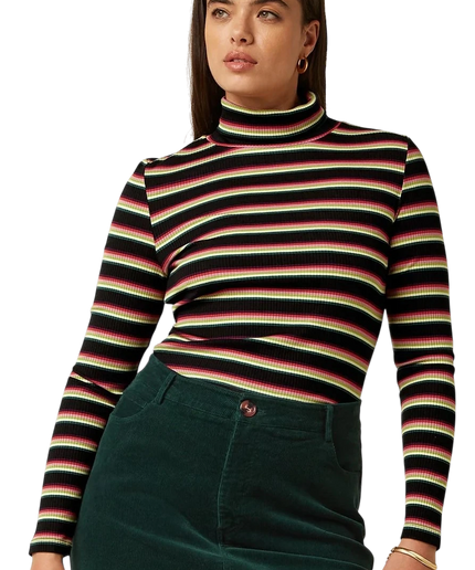 KING LOUIE ROLLNECK TOP LOTTIE STRIPE, IMPERIAL PURPLE
