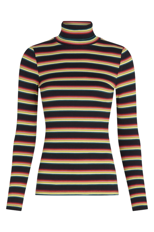 KING LOUIE Rollkragenoberteil Lottie Stripe, botanisches Grün