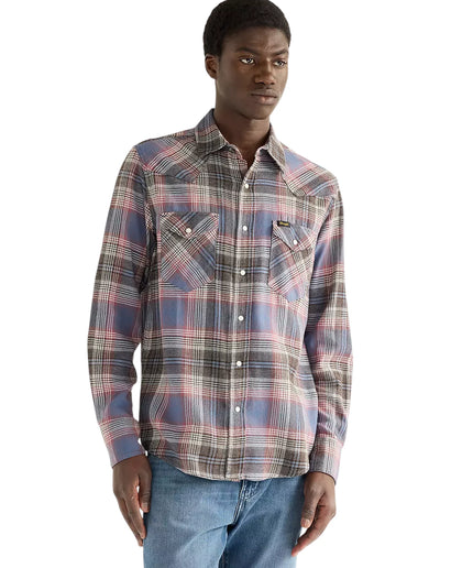 CAMISA WESTERN REGULAR WRANGLER, MARRÓN SUAVE