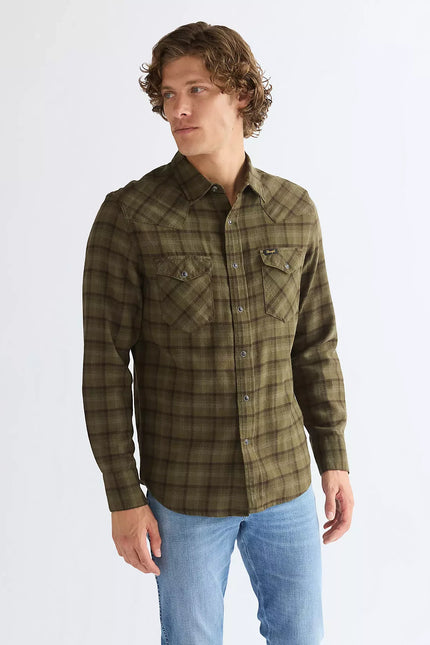 WRANGLER REGULAR WESTERN SHIRT, OLIVE NIGHT