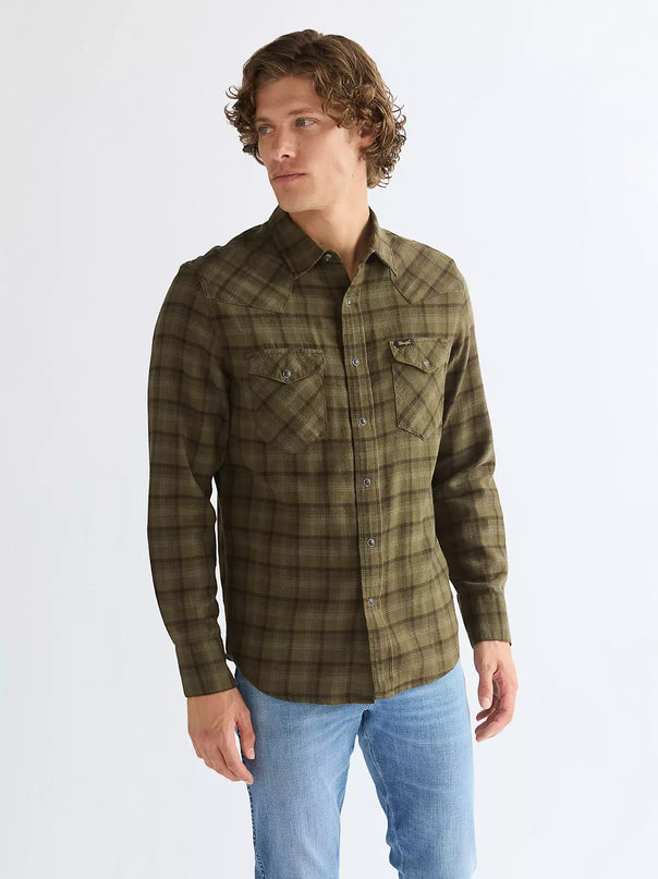 WRANGLER REGULAR WESTERN SHIRT, OLIVE NIGHT