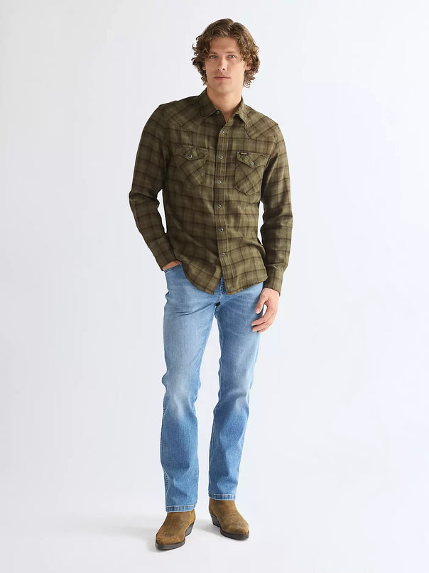 WRANGLER REGULAR WESTERN SHIRT, OLIVE NIGHT