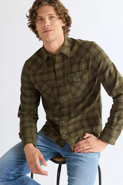 WRANGLER REGULAR WESTERN SHIRT, OLIVE NIGHT