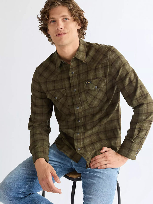 WRANGLER REGULAR WESTERN SHIRT, OLIVE NIGHT