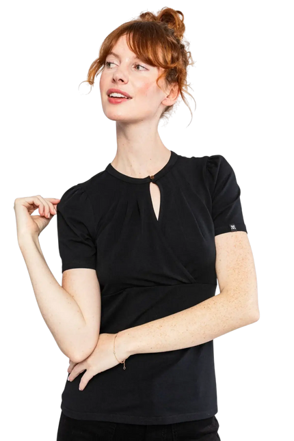 BLUTSGEWSCHWISTER TOP Criss Cross Coeur, black and strong