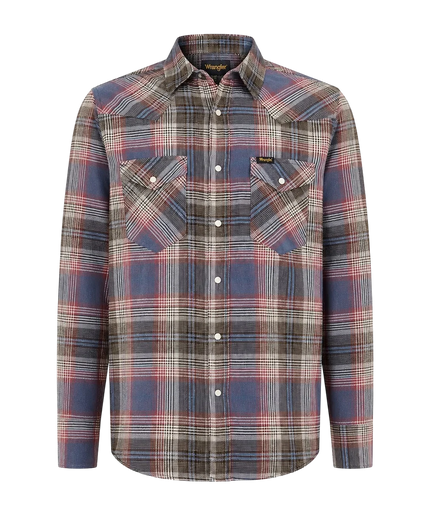 CAMISA WESTERN REGULAR WRANGLER, MARRÓN SUAVE