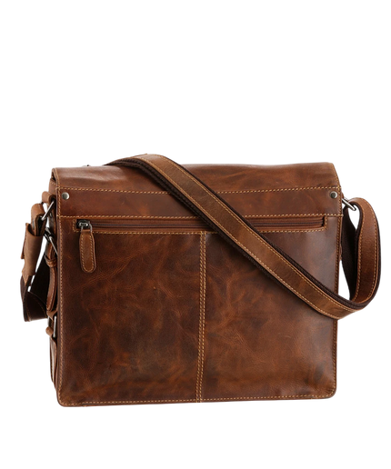 BOLSO MENSAJERO A4 CAFE RACER GREENBURRY DE CUERO MARRÓN