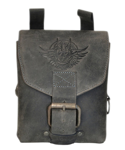 RIÑONERA BIKER GREENBURRY DE CUERO GRIS CARBÓN