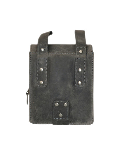 RIÑONERA BIKER GREENBURRY DE CUERO GRIS CARBÓN