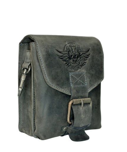 RIÑONERA BIKER GREENBURRY DE CUERO GRIS CARBÓN