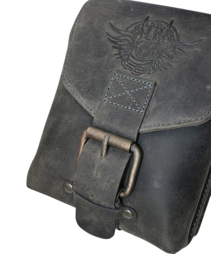 RIÑONERA BIKER GREENBURRY DE CUERO GRIS CARBÓN
