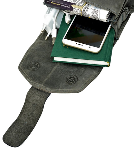 RIÑONERA BIKER GREENBURRY DE CUERO GRIS CARBÓN