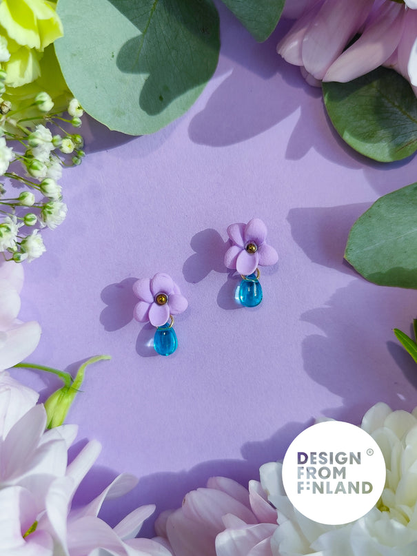 DAUGHTER OF THE NORTH WONDER VIOLET STUD EARRINGS -18K GOLD PLATED