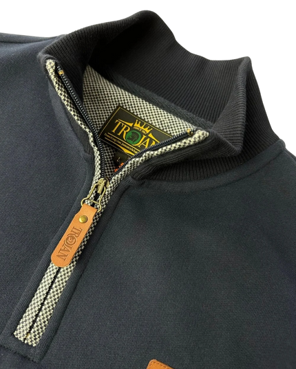 Quarter Zip Jacquard Trim Sweat navy