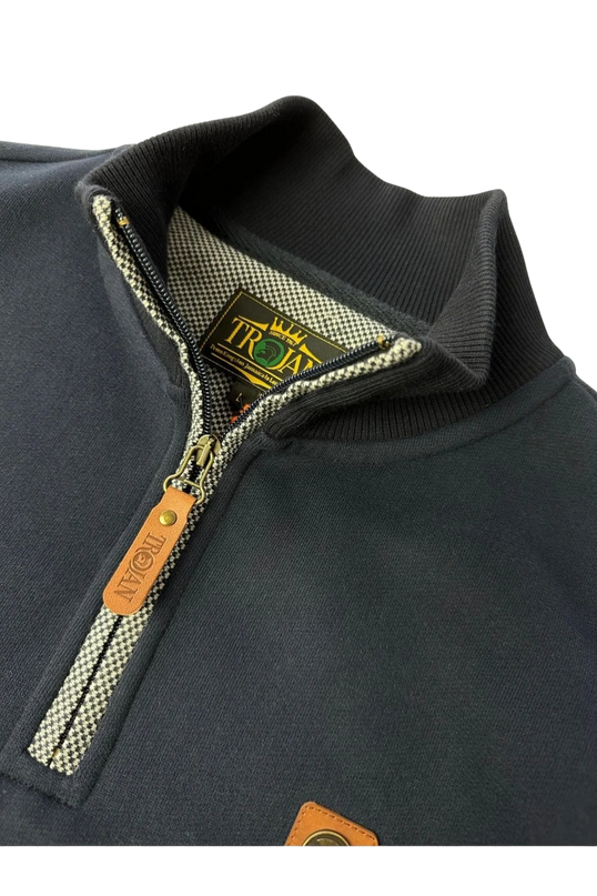 Quarter Zip Jacquard Trim Sweat navy