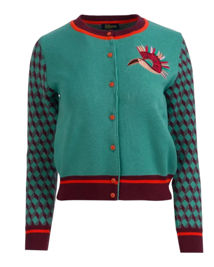 Gilet en maille oiseau de paradis