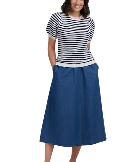 BARR SUGAR HILL BRIGHTON MAGGIE CORALINE OFF WHITE/NAVY. NAUTICAL STRIPE