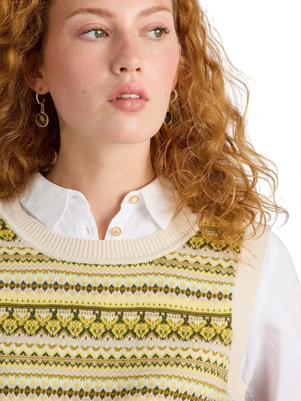 Fairisle Stripe Tank Spencer",  chartreuse multi