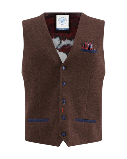 Waistcoat Pique Chocolate Brown