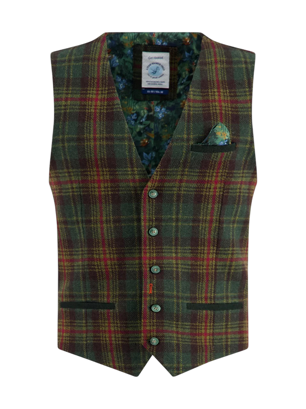 waistcoat pattern dark green wool