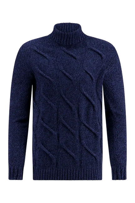 A FISH NAMED FRED TRUI Turtleneck cable NAVY