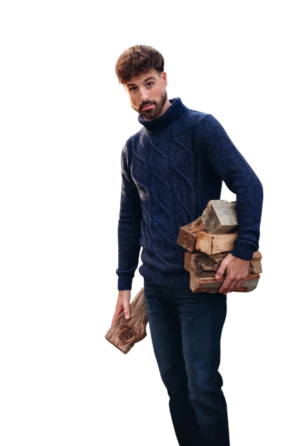 A FISH NAMED FRED TRUI Turtleneck cable NAVY