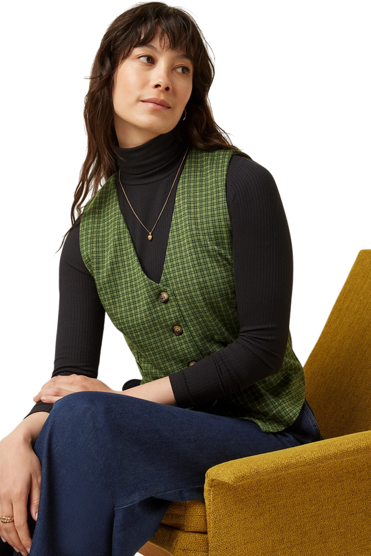 Bianca Gilet Ivy Check, guacemole