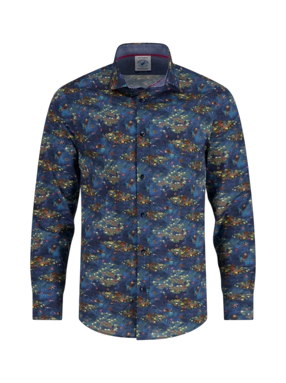 A FISH NAMED FRED BLOUSE WATER GARDEN, NIGHT SKY BLUE