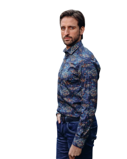A FISH NAMED FRED BLOUSE WATER GARDEN, NIGHT SKY BLUE