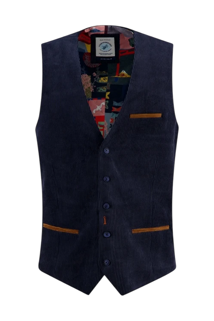 A fish named Fred waistcoat rib, navy