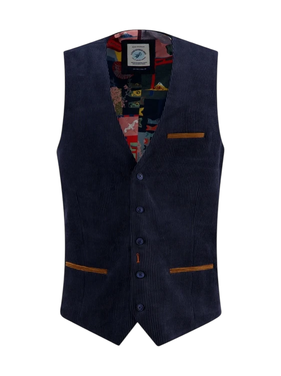 A fish named Fred waistcoat rib, navy