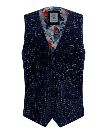 A fish named Fred waistcoat fancy rib, navy