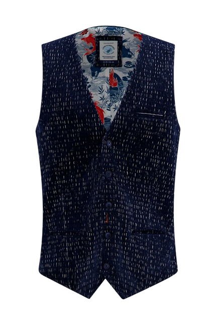 A fish named Fred waistcoat fancy rib, navy