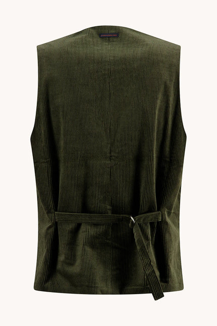 A FISH NAMED FRED WAISTCOAT RIB TOKYO TRIP, FOREST GREEN