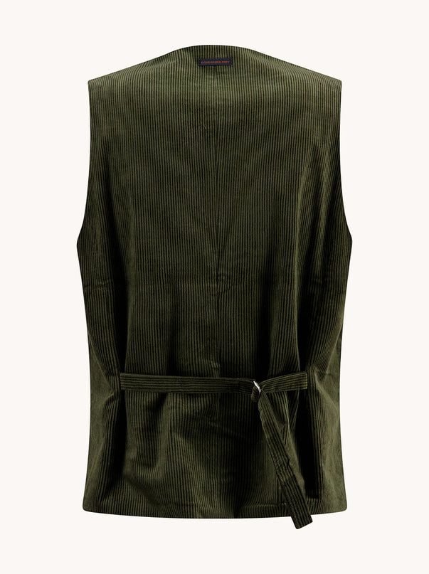 A FISH NAMED FRED WAISTCOAT RIB TOKYO TRIP, FOREST GREEN