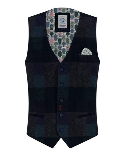 A fish named Fred waistcoat bold check, dark green